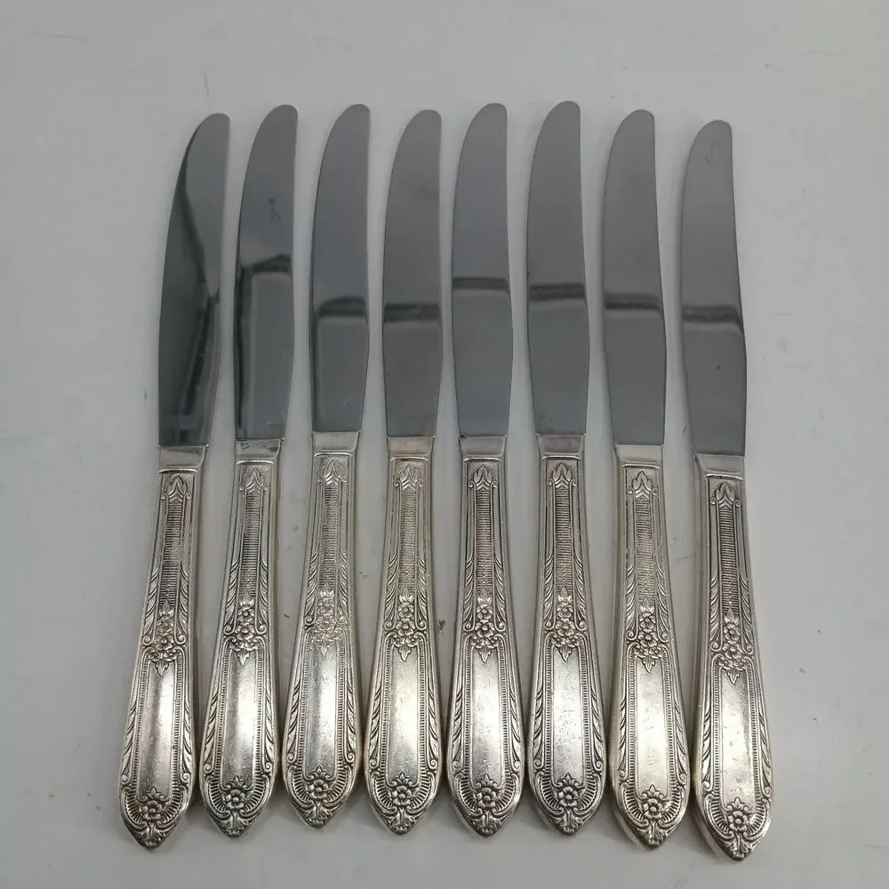 8X BK 1937 Rogers Silverplate Cotillion Collection Butter Knives Flatware